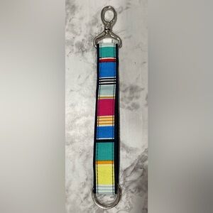 Thirty One Multicolor Stripe Fabric Wrist Strap Keychain Colorful